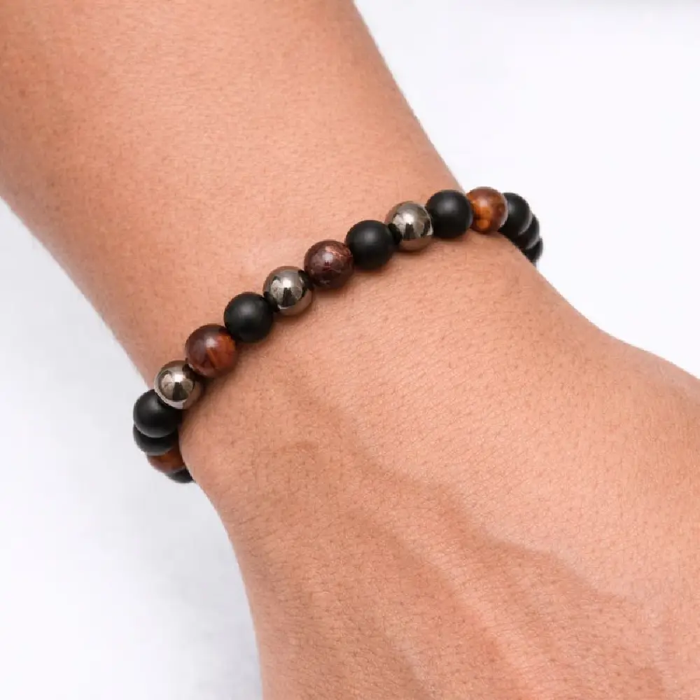 pulsera ojo de tigre, magnetita y turmalina negra